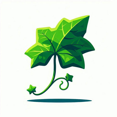 green leaf on a white background, vector illustration, clip-artのイラスト素材