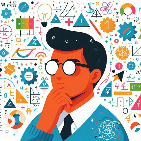 Vector illustration of man thinking about ideas. Business concept. Eps 10のイラスト素材