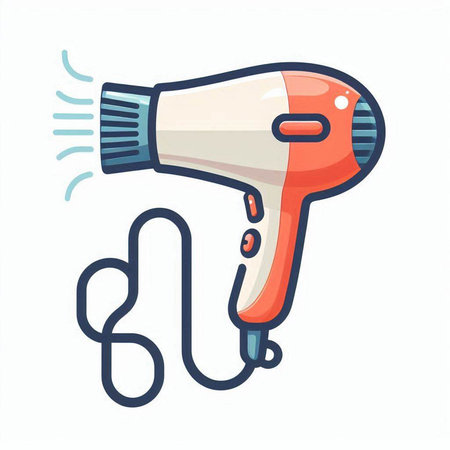 Hair dryer icon. Vector illustration of a hair dryer.のイラスト素材