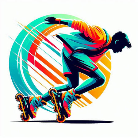 Roller skater vector illustration. Skater with inline skates.のイラスト素材