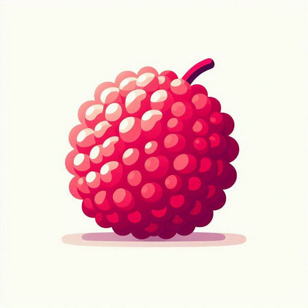 Raspberry fruit isolated on white background. Vector illustration in cartoon style.のイラスト素材