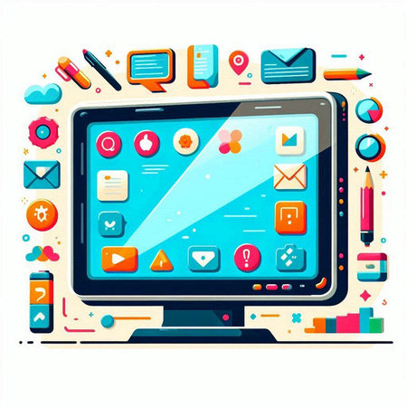 Modern flat design vector illustration concept of social media, digital marketing and internet communication.のイラスト素材