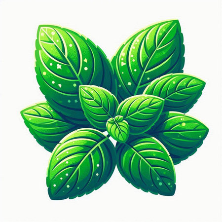 Basil leaves isolated on white background. Vector illustration. Eps 10.のイラスト素材