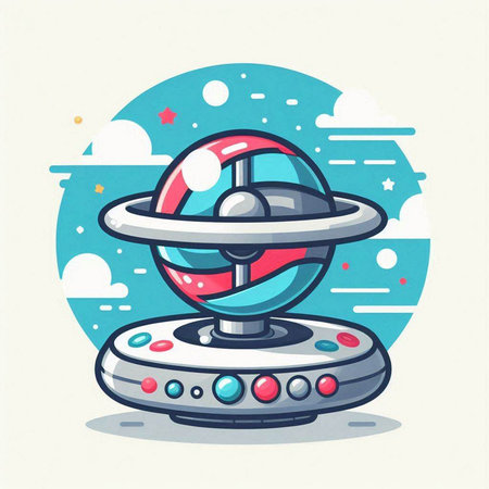 UFO icon. Vector illustration of a flying saucer in space.のイラスト素材