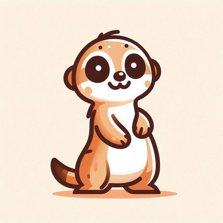 Cute little meerkat cartoon vector illustration. Cute animal character.のイラスト素材