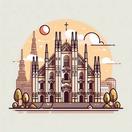 Santiago de Compostela Cathedral in Spain. Vector illustrationのイラスト素材