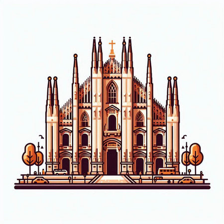 Cathedral of St. Mary of the Assumption. Vector illustration.のイラスト素材