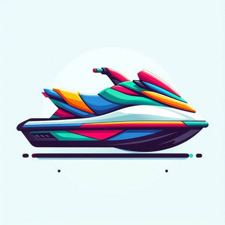 Jet ski icon. Vector illustration of water scooter in cartoon style.のイラスト素材