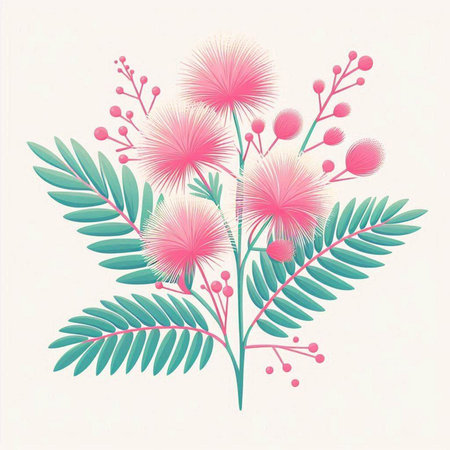 Floral background with mimosa flowers. Vector illustration. EPS10のイラスト素材