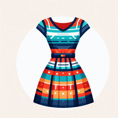 Illustration of woman's dress in retro style. Vector illustration.のイラスト素材
