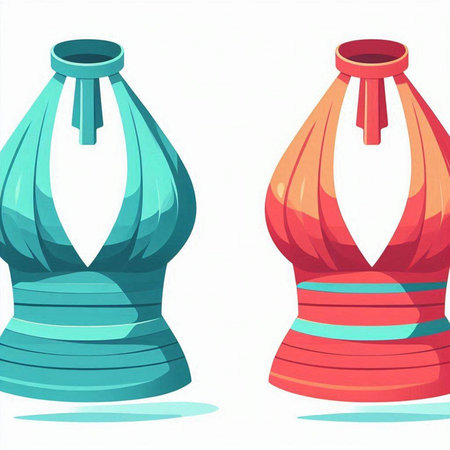 Illustration of a pair of colorful swimsuits on a white backgroundのイラスト素材