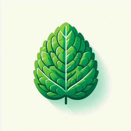 Mint leaf icon. Green leaf on white background. Vector illustration.のイラスト素材