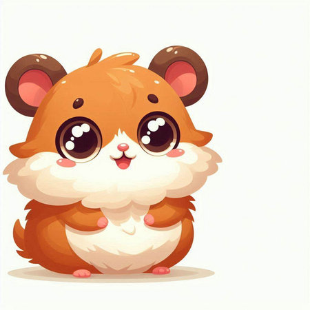 Cute hamster with big eyes. Vector illustration isolated on white background.のイラスト素材