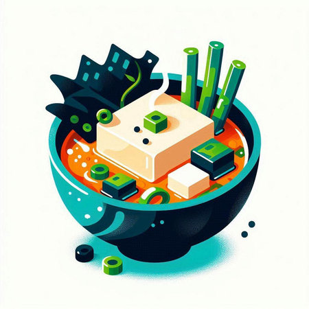 Illustration of japanese food in a bowl, vector illustrationのイラスト素材