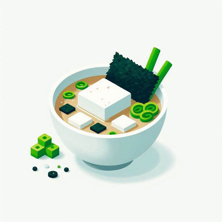 Japanese food vector illustration, miso soup in a bowl with chopsticksのイラスト素材