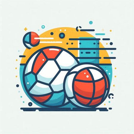 Soccer ball. Line art vector icon. Modern colorful illustration.のイラスト素材