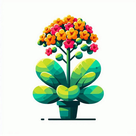 Flower in pot isolated on white background. Flat style vector illustration.のイラスト素材