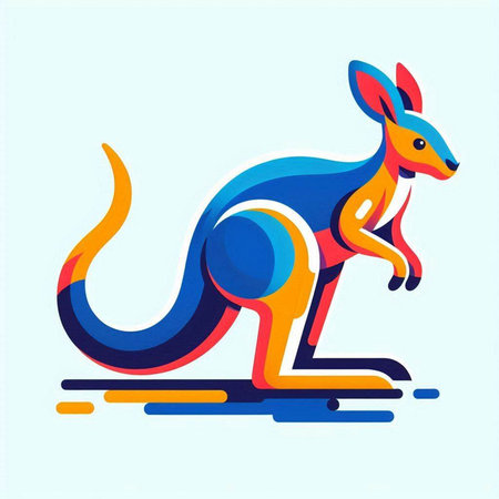 Kangaroo vector illustration. Colorful kangaroo icon.のイラスト素材