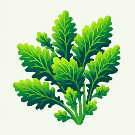 Illustration of a bunch of green leaves on a white background.のイラスト素材