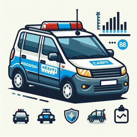 Police car, police car, police car, police car. Vector illustration.のイラスト素材