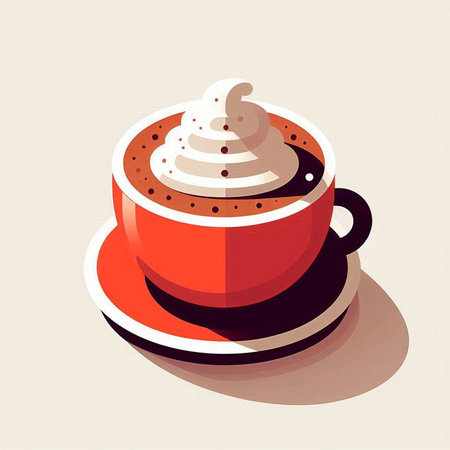 Cup of coffee with whipped cream. Vector illustration in flat styleのイラスト素材