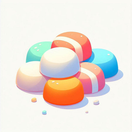 Illustration of colorful candies on a white background, digital paintingのイラスト素材