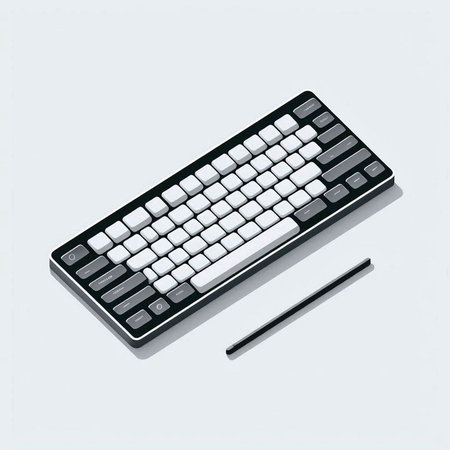 Keyboard and pencil isolated on a white background. Top view.のイラスト素材