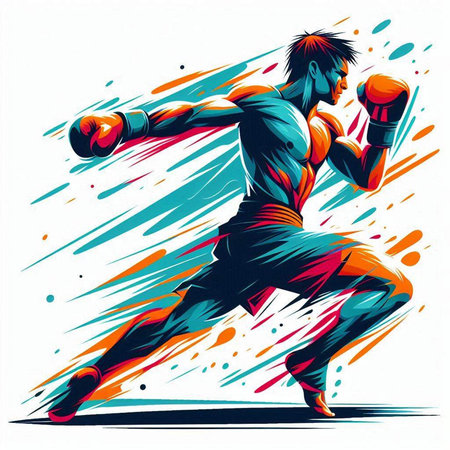 Boxing man, vector illustration. Sport and martial arts theme.のイラスト素材