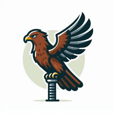 Eagle mascot. Vector illustration of a bird with wings spread.のイラスト素材