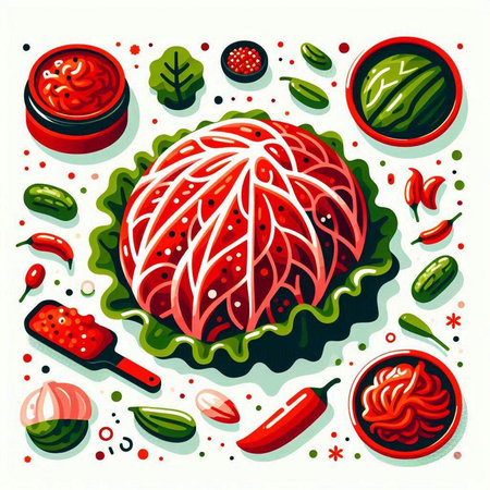 Red berries with green leaves isolated on white background. Vector illustration.のイラスト素材