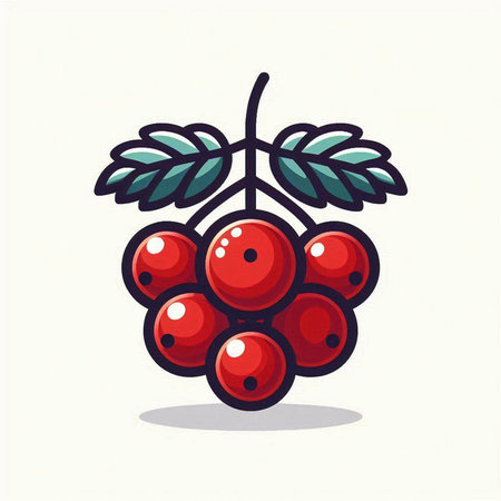 Vector illustration of a red currant on a white background. Flat style.のイラスト素材