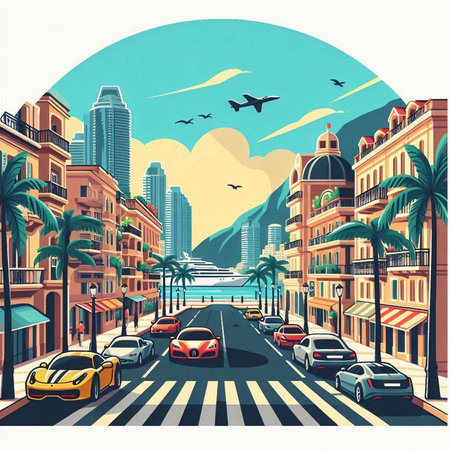 Dubai, United Arab Emirates. Street view. Vector illustration.のイラスト素材