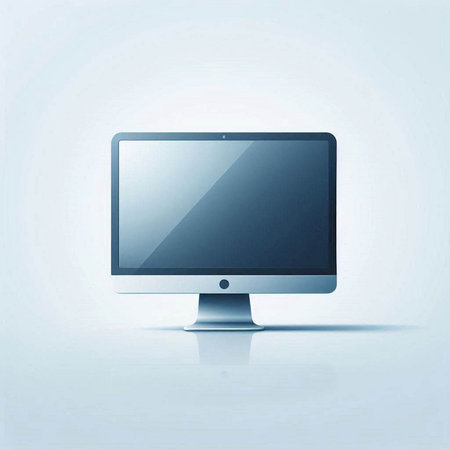 Computer monitor with blank screen on a white background. Vector illustration.のイラスト素材
