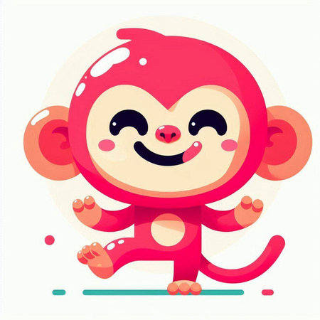 Cute cartoon monkey on white background. Vector illustration in flat style.のイラスト素材