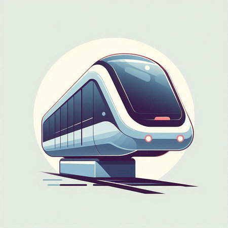 Modern high-speed train. Vector illustration in flat design style.のイラスト素材