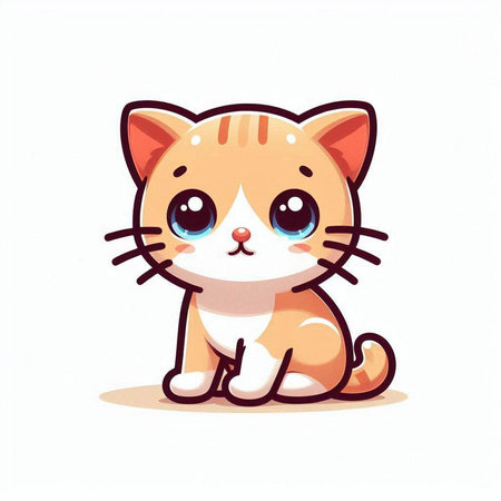 Cute cartoon cat isolated on a white background. Vector illustration.のイラスト素材