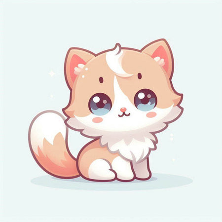 Cute cartoon cat. Vector illustration isolated on a white background.のイラスト素材