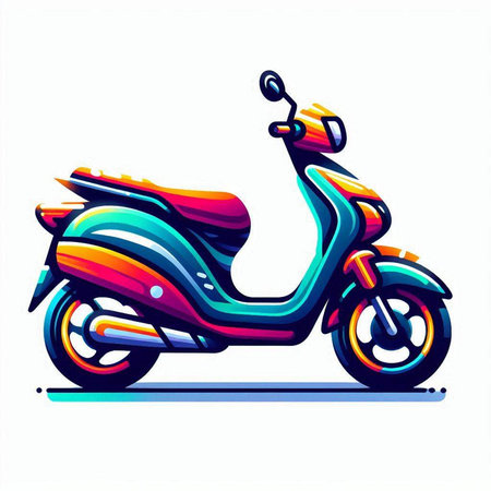 Colorful scooter vector illustration on white background. Motorcycle icon.のイラスト素材