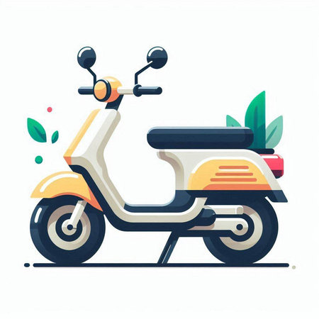 Modern scooter on white background. Vector illustration in flat style.のイラスト素材