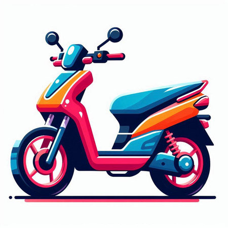 Motorcycle vector illustration. Colorful scooter isolated on white background.のイラスト素材