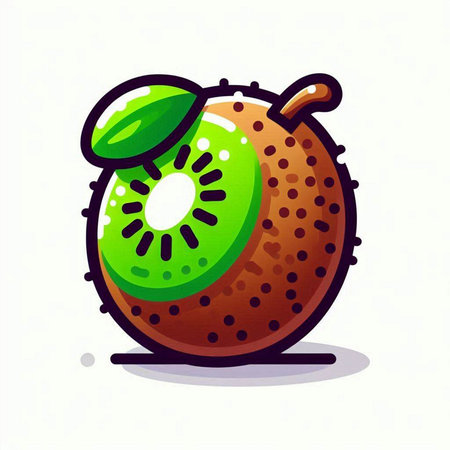 Kiwi fruit cartoon vector illustration. Isolated on white background.のイラスト素材