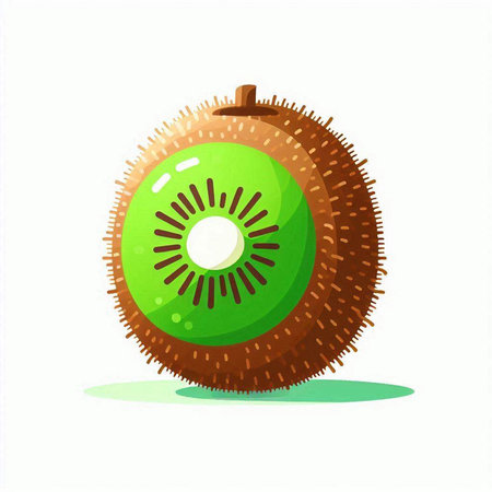 Kiwi fruit vector illustration isolated on white background. Kiwi fruit flat style icon.のイラスト素材