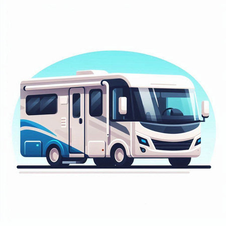 Camper car vector illustration. Camper van isolated on white background.のイラスト素材