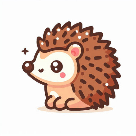 Cute hedgehog isolated on white background. Vector illustration in cartoon style.のイラスト素材