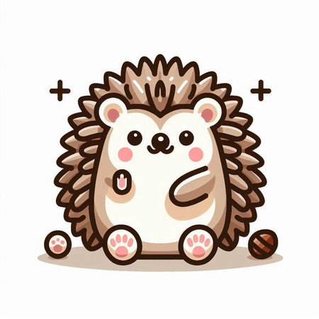Cute hedgehog cartoon character. Vector illustration isolated on white background.のイラスト素材