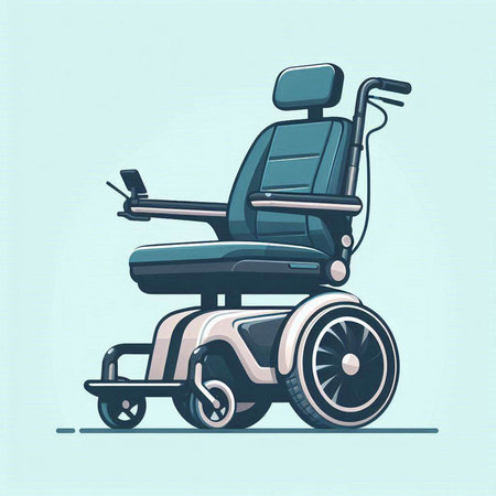 Wheelchair for disabled people. Vector illustration in flat cartoon style.のイラスト素材