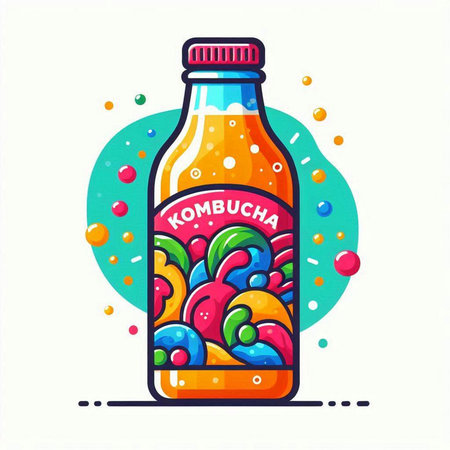Vector illustration of bottle of cola with colorful jelly candies.のイラスト素材