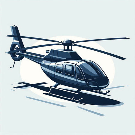 Vector illustration of a helicopter on a light background. Cartoon style.のイラスト素材