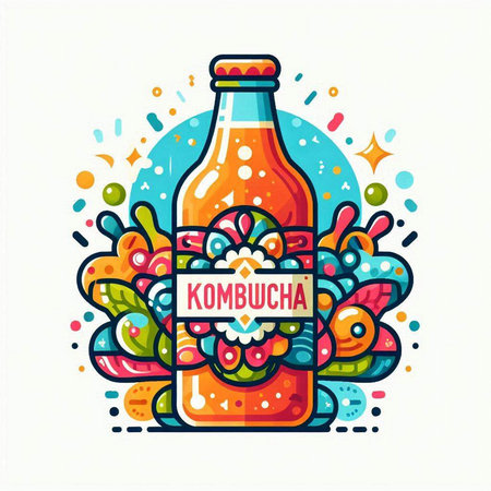 Kombucha vector illustration. Hand drawn doodle icon.のイラスト素材