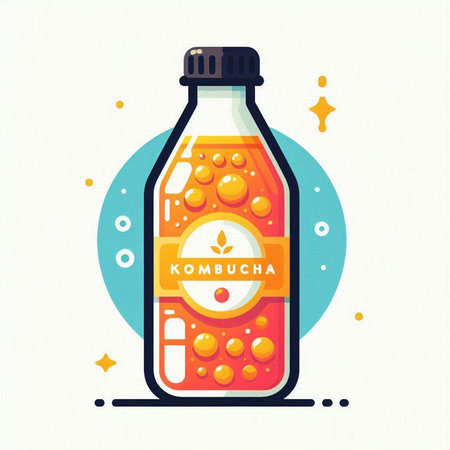 Bottle of orange juice. Vector illustration in flat linear style.のイラスト素材